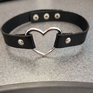 Black Choker with Silver Heart